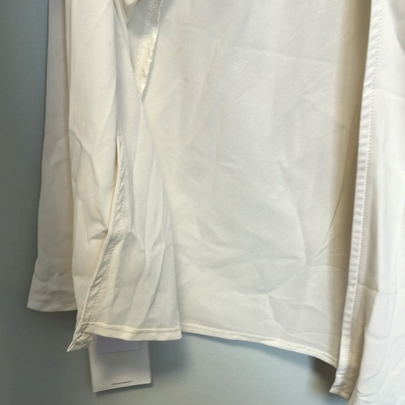 NWT Abercrombie & Fitch Shell Cream Backless Draped Ruched Slit Dress - Picture 7 of 12